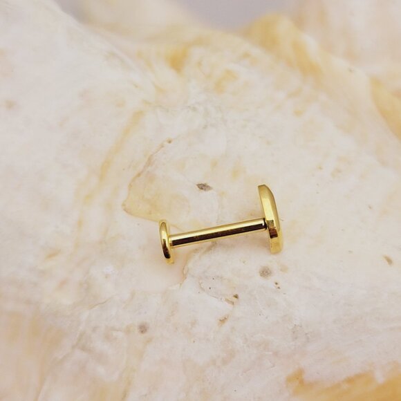 16G Swan labret with CZ gems gold plated G23 Titanium cartilage NWT - Picture 2 of 2